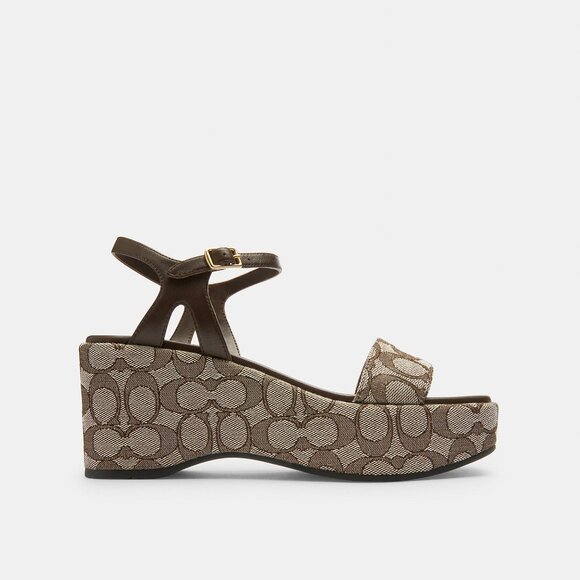 Coach Gale Wedge Sandal In Signature Jacquard NIB Size 8.5 - Picture 6 of 11
